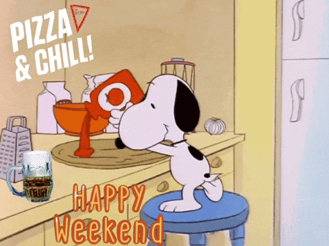 Pizza Time Happy Weekend GIF. This 480 x 360 animated GIF is part of our immagini buon weekend collection. Related themes include happy weekend, snoopy…