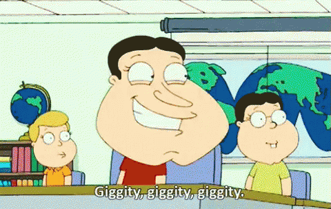 Quagmire Giggity GIF. This 480 x 304 animated GIF is part of our quagmire giggity collection. View the original animation, share it, or browse related GIFs.