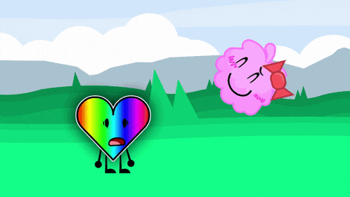 Rainbow Heart Cute Puffball GIF