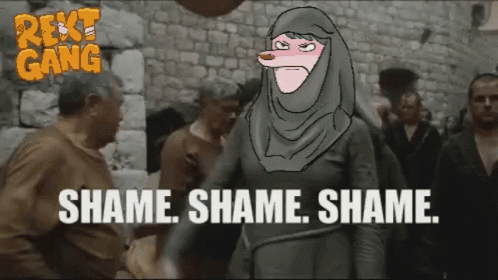 Rekt Gang Shame GIF. This 498 x 280 animated GIF is part of our shame game of thrones collection. Related themes include shame. Created by jessefudson. View…