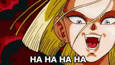 Risata Malefica Dragon Ball Z C18 Androide GIF