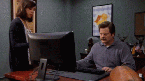 Ron Swanson Throws Out His Computer GIF