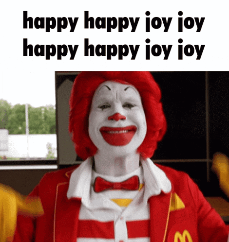 Ronald Mcdonald Ren And Stimpy GIF. This 470 x 498 animated GIF is part of our ren and stimpy happy happy joy joy collection. Related themes include ren and…