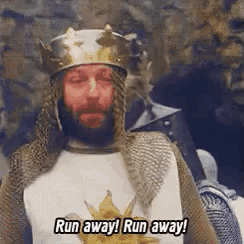 Run Away Run GIF. This 244 x 244 animated GIF is part of our monty python holy grail collection. Related themes include escape, run away. Created by neglet…