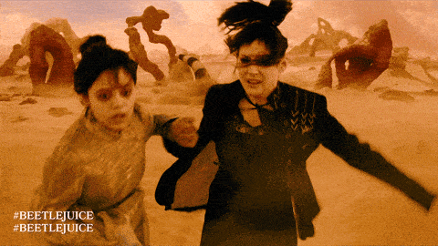 Running From Sandworm Lydia Deetz GIF