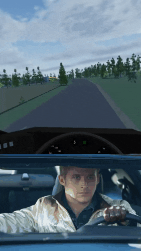 Ryan Gosling Driving GIF