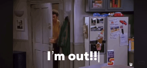 Seinfeld Kramer GIF. This 480 x 222 animated GIF is part of our kramer im out collection. Related themes include finished, goodbye, im done. Created by…