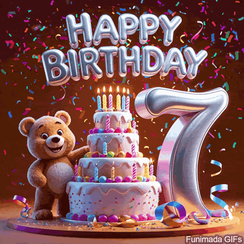Seventh Birthday 7th Birthday GIF. This 498 x 498 animated GIF is part of our kid happy birthday collection. Related themes include cake, celebrate, party…