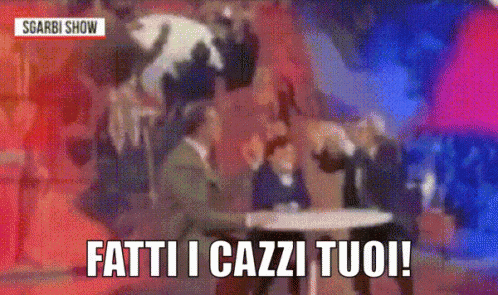 Sgarbi Vittorio Sgarbi Fatti I Cazzi Tuoi Fatti I Fatti Tuoi Fatti Gli Affari Tuoi GIF. This 498 x 295 animated GIF is part of our sgarbi collection. View…