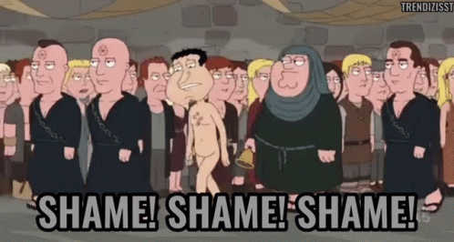 Shame Family Guy GIF. This 498 x 266 animated GIF is part of our shame game of thrones collection. Related themes include shame. Created by DrVagisan. View…