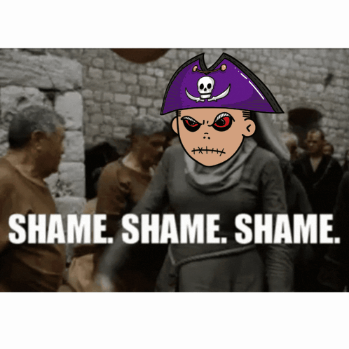 Shame On You Pirate Black Flag Pirates GIF. This 498 x 498 animated GIF is part of our shame game of thrones collection. Related themes include shame…