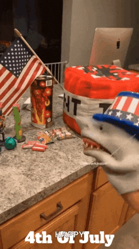 Shark Puppet 4th Of July GIF