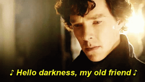 Sherlock Hello Darkness GIF. This 498 x 280 animated GIF is part of our gob hello darkness collection. View the original animation, share it, or browse…
