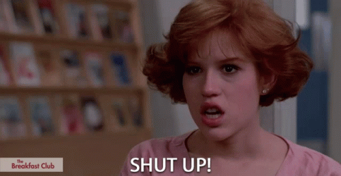 Shut Up Quiet GIF. This 498 x 258 animated GIF is part of our molly ringwald collection. Related themes include quiet, shh. Created by thebreakfastclub…
