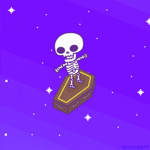 Skeleton Flying Skeleton Coffin GIF