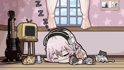 Sleepy Anime Girl Anime Girl On Phone GIF
