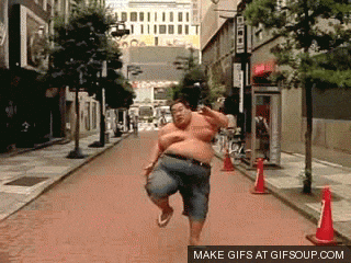 Slow Motion Fat Man Run GIF