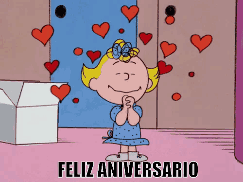Snoopy Corazones Feliz Aniversario GIF