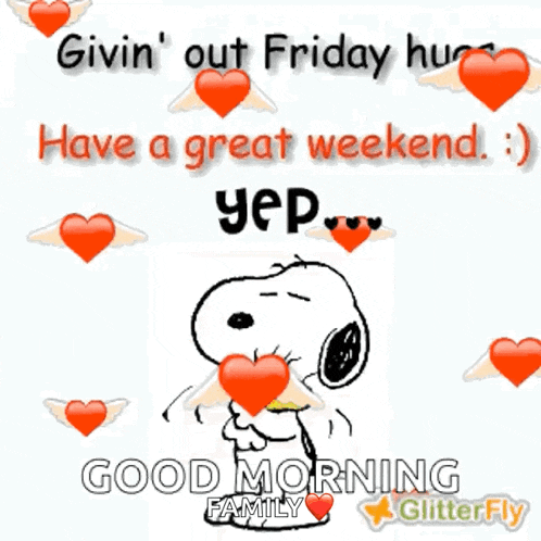 Snoopy Givin Out Friday Hugs GIF