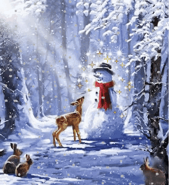 Snowman Snow Animals GIF
