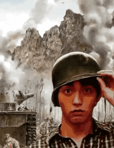 Soldier Thousand Yard Stare GIF