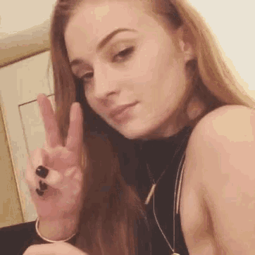 Sophie Turner Peace Sign GIF