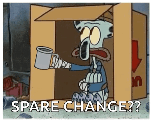 Squidward Spare Change GIF