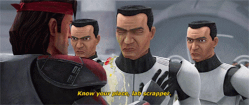 Star Wars Clone Trooper GIF. This 498 x 211 animated GIF is part of our know your place trash collection. Related themes include star wars. Created by…
