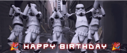 Star Wars Storm Trooper GIF. This 498 x 210 animated GIF is part of our happy birthday avengers collection. Related themes include dance, happy birthday…