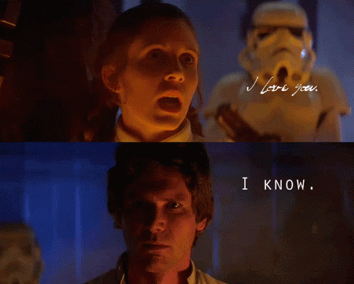 Starwars Han GIF. This 498 x 399 animated GIF is part of our han solo i know collection. Related themes include love. Created by tariqari. View the original…