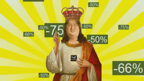 Steam Sale Steam GIF. This 498 x 280 animated GIF is part of our lord gaben collection. Related themes include gabe newell. View the original animation…
