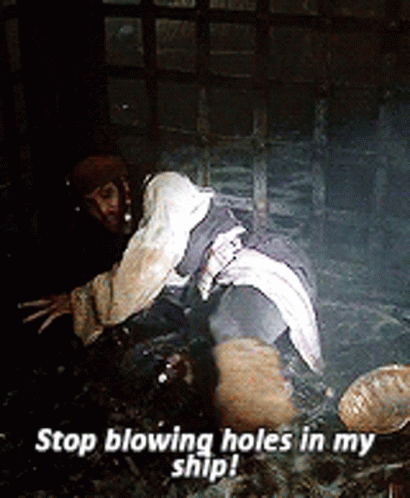 Stop Blowing Holes In The Ship Pirates Of The Caribbean GIF. This 410 x 498 animated GIF is part of our jack sparrow sinking boat collection. Created by…