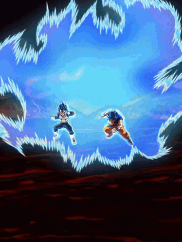 Super Saiyan God Goku And Super Saiyan God Vegeta Divine Warriors With Infinite Power GIF