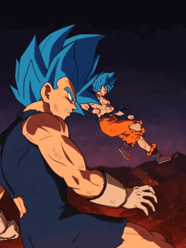 Super Saiyan God Goku And Super Saiyan God Vegeta Divine Warriors With Infinite Power GIF