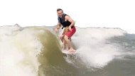 Surfing Dog Surfer Sticker