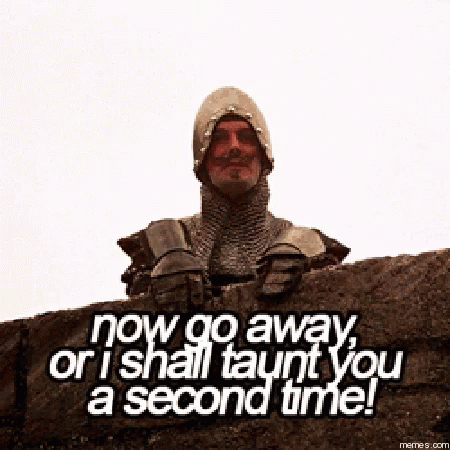 Taunt Stfu GIF. This 450 x 450 animated GIF is part of our monty python and the holy grail collection. Created by CasMcKenzie5. View the original animation…