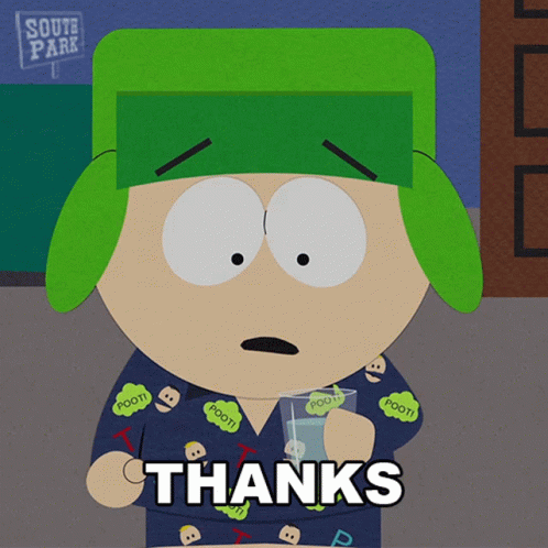 Thanks Kyle Broflovski GIF. This 498 x 498 animated GIF is part of our que te debo collection. Related themes include thank you, thanks, ty. Created by…