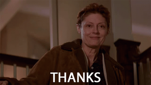 Thanks Nice GIF. This 498 x 280 animated GIF is part of our susan sarandon collection. Related themes include nice, thank you, thanks. Created by stepmom…