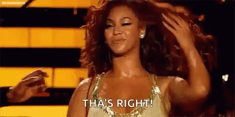 Thats Right Beyonce GIF. This 460 x 230 animated GIF is part of our beyonce hair flip collection. Related themes include smile. Created by Malvara3. View…