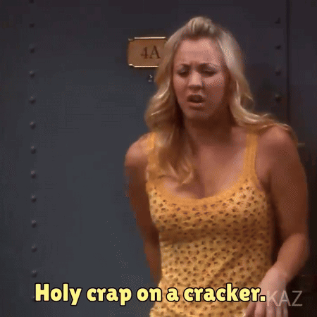 The Big Bang Theory Penny Holy Crap On A Cracker Shocked Reaction Meme The Big Bang Theory GIF