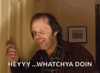 The Shining Jack Nicholson GIF. This 350 x 256 animated GIF is part of our heres johnny collection. Related themes include creepy. Created by…