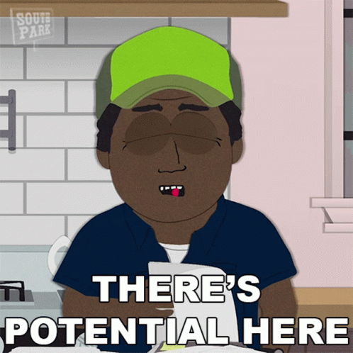 Theres Potential Here Steve Black GIF. This 498 x 498 animated GIF is part of our so youre saying theres a chance animated collection. Created by southpark…