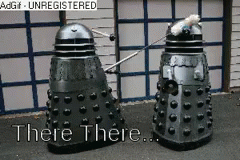 Therethere Dalek GIF. This 240 x 160 animated GIF is part of our there there broom collection. View the original animation, share it, or browse related GIFs.