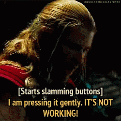 Thor Not Working GIF. This 250 x 250 animated GIF is part of our easy button collection. Created by squiggles101. View the original animation, share it, or…