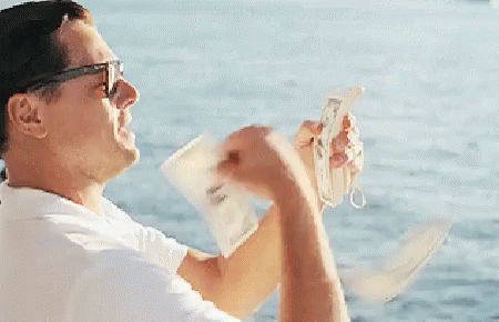 Throwing Away Money GIF. This 450 x 290 animated GIF is part of our throwing money away collection. Related themes include money, ocean, wolf of wall…