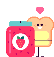 Toast Loves Jar Of Strawberry Jam Sticker