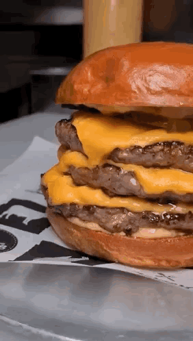 Triple Cheeseburger Food GIF