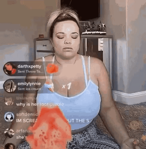 Trisha Paytas Throwing Tomatoes GIF