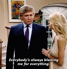 Trump Always Blaming Me For Everything GIF. This 268 x 278 animated GIF is part of our looks like i picked the wrong week collection. Related themes include…