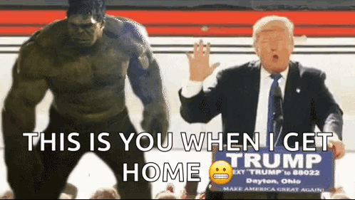 Trump Donaldtrump GIF. This 498 x 281 animated GIF is part of our hulk trump collection. Related themes include angry, bye, hulk. Created by granddaddy6869…